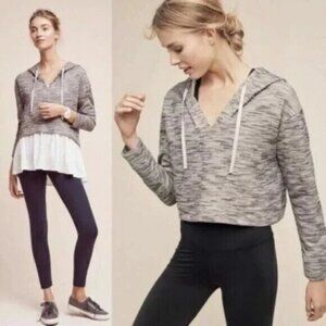 Anthropologie Saturday Sunday Rehearsal Cropped Hoodie Sweatshirt Women Med Gray
